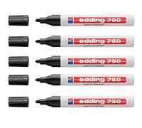 Edding 750 Rotulador permanente negro, 2-4 mm, redondos, 5 unidades