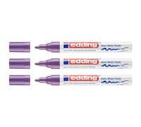 Edding 750 - Rotuladores de pintura brillante (punta redonda, 2-4 mm, 3 unidades), color morado