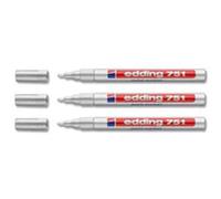 Edding 751-049 - Caja con 10 Marcadores de Tinta Opaca - Punta Redonda de 1-2mm - Blanco