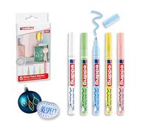 Edding 751-5 Marcadores de Tinta Opaca Brillante Pastel - Punta Redonda 1-2 mm - Blanco/Amarillo/Verde/Rosa/Azul