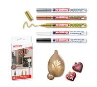Edding 751-5 Marcadores de Tinta Opaca Brillante - Punta Redonda 1-2 mm - Black/White/Gold/Silver/Copper