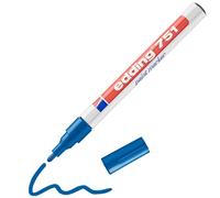 edding 751 lakmarker - blauw - 1 verfstift - ronde punt 1-2 mm - verfstift voor markeren en labelen van metaal, glass, steen of plastic - hittebestendig, permanent, veegvast en watervast