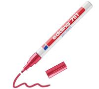 edding 751 lakmarker - rood - 1 verfstift - ronde punt 1-2 mm - verfstift voor markeren en labelen van metaal, glass, steen of plastic - hittebestendig, permanent, veegvast en watervast