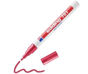 edding 751 lakmarker - rood - 1 verfstift - ronde punt 1-2 mm - verfstift voor markeren en labelen van metaal, glass, steen of plastic - hittebestendig, permanent, veegvast en watervast
