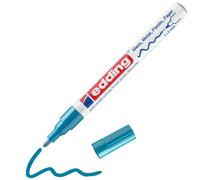 edding 751 marcador de tinta opaca brillante - azul claro - 1 rotulador - punta redonda 1-2 mm - rotulador brillante efecto lacado para vidrio, piedras, madera, plástico, papel - color permanente