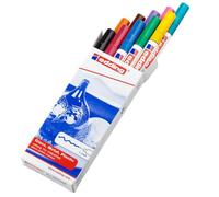 edding 751 marcador de tinta opaca brillante - multicolor - 10 rotuladores - punta redonda 1-2 mm - rotulador brillante efecto lacado para vidrio, piedras, madera, plástico, papel - color permanente