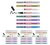 Edding 751 marcador de tinta opaca brillante - multicolor, metálico - 8 rotuladores - punta redonda 1-2mm - para vidrio, piedras, madera, plástico, papel - color permanente (Paquete de 4)