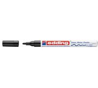edding 751 marcador de tinta opaca brillante - negro - 10 rotuladores - punta redonda 1-2 mm - rotulador brillante efecto lacado para vidrio, piedras, madera, plástico, papel - color permanente