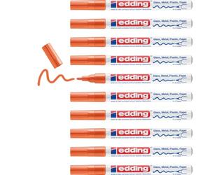 edding 751 marcador de tinta opaca brillante - orange - 10 rotuladores - punta redonda 1-2 mm - rotulador brillante efecto lacado para vidrio, piedras, madera, plástico, papel - color permanente