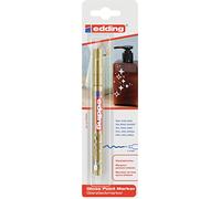 edding 751 marcador de tinta opaca brillante - oro - 1 rotulador - punta redonda 1-2 mm - rotulador brillante efecto lacado para vidrio, piedras, madera, plástico, papel - color permanente