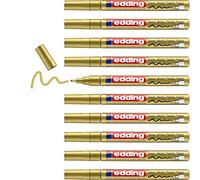edding 751 marcador de tinta opaca brillante - oro - 10 rotuladores - punta redonda 1-2 mm - rotulador brillante efecto lacado para vidrio, piedras, madera, plástico, papel - color permanente