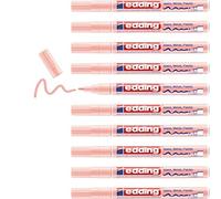 edding 751 marcador de tinta opaca brillante - rosa pastel - 10 rotuladores - punta redonda 1-2 mm - rotulador brillante efecto lacado para vidrio, piedras, madera, plástico, papel - color permanente