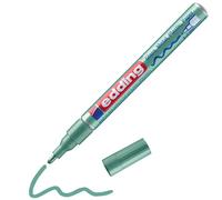 edding 751 marcador de tinta opaca brillante - verde metálico - 1 rotulador - punta redonda 1-2 mm - rotulador brillante efecto lacado para vidrio, piedras, madera, plástico, papel - color permanente