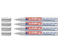 Edding 751 Marqueur de Laque M Pointe (de 4 Paquet, Argent)