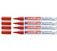 Edding 751 Marqueur peinture Pointe M, rouge, Lot de 4