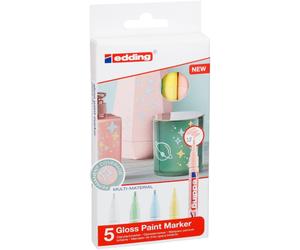 Edding 751 pack de 5 rotuladores permanentes, punta redonda 1-2 mm, colores pastel surtidos