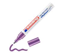 Edding 751 - Rotulador de pintura brillante, color violeta y 1 marcador de pintura, punta redonda de 1 a 2 mm, para vidrio, guijarros, madera, plástico, papel, impermeable, alta cobertura