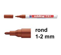 edding 751 marcador de tinta opaca brillante - marrón - 1 rotulador - punta redonda 1-2 mm - rotulador brillante efecto lacado para vidrio, piedras, madera, plástico, papel - color permanente