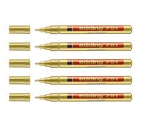 Edding 751 - Rotuladores de pintura (5 unidades, 1-2 mm), color dorado