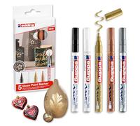 edding 753 marcador de tinta opaca brillante para caligrafía - multicolor - x5 - punta caligrafía 1-2,5 mm - vidrio piedra plástico papel - resistente al agua, opaco - bullet journal, escritura a mano