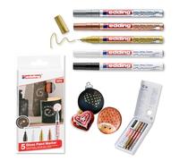 Edding 780-5 Marcadores de Tinta Opaca Brillante - Negro, Blanco, Oro, Plata, Cobre (Metallic) - Punta Fina 0,8mm