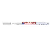 edding 780 marcador de tinta opaca brillante - blanco - 1 rotulador - punta extrafina 0,8 mm - rotulador brillante efecto lacado para vidrio, piedras, madera, plástico, papel - color permanente