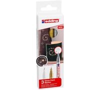 edding 780 marcador de tinta opaca brillante - blanco, oro, plata (metálico) - 3 rotuladores - punta extrafina 0,8 mm - para vidrio, piedras, madera, plástico, papel - color permanente