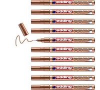 edding 780 marcador de tinta opaca brillante - cobre - x10 - punta redonda extrafina 0,8 mm - rotulador brillante efecto lacado para vidrio, piedras, madera, plástico, papel - color permanente