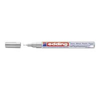 edding 780 marcador de tinta opaca brillante - plata - 1 rotulador - punta extrafina 0,8 mm - rotulador brillante efecto lacado para vidrio, piedras, madera, plástico, papel - color permanente
