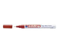 edding 780 marcador de tinta opaca brillante - rojo - 1 rotulador - punta extrafina 0,8 mm - rotulador brillante efecto lacado para vidrio, piedras, madera, plástico, papel - color permanente