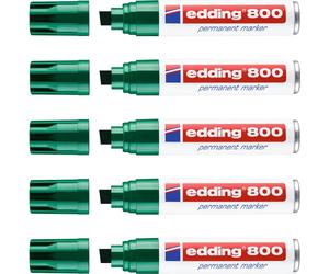 Edding 800 - Caja con 5 MarcadoresPermanentes - Punta Biselada 4-12 mm - Verde