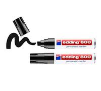 edding 800 marcador permanente - negro - 2 rotuladores - punta biselada 4-12 mm - para marcas llamativas - resistente al agua, secado rápido, indeleble - para cartón, plástico, madera, metal, vidrio