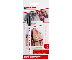 edding 8408 set de marcadores de zapatos - negro - 1 bolígrafo y 10 etiquetas - plumilla redonda de 0,75 mm - para escribir en etiquetas personales de zapatos