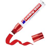 edding 850 marcador permanente - rojo - 1 rotulador - punta biselada 5-15 mm - para marcas llamativas - resistente al agua, secado rápido, indeleble - para cartón, plástico, madera, metal, vidrio