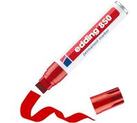 edding 850 marcador permanente - rojo - 1 rotulador - punta biselada 5-15 mm - para marcas llamativas - resistente al agua, secado rápido, indeleble - para cartón, plástico, madera, metal, vidrio