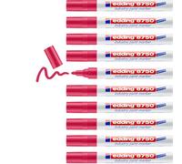 edding 8750 marcador de tinta opaca industrial - rojo -10 bolígrafos- punta redonda 2-4mm - rotulador superficies polvorientas, grasientas, neumáticos, metal, vidrio, madera - permanente, impermeable