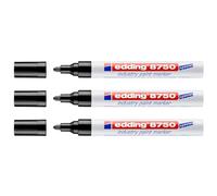 EDDING 8750 - Lote de 3 rotuladores para pintura especial (2 - 4 mm), color negro
