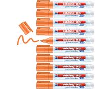 edding 95 marcador para cristal - naranja - 10 rotuladores borrable para vidrio - punta redondeada 1,5-3 mm - para escribir y marcar en ventanas y pizarras de cristal - borrado en seco