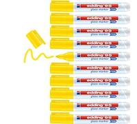 edding 95 marcador para cristal - amarillo - 10 rotuladores borrable para vidrio - punta redondeada 1,5-3 mm - para escribir y marcar en ventanas y pizarras de cristal - borrado en seco