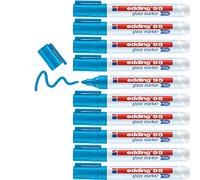 edding 95 marcador para cristal - azul claro - 10 rotuladores borrable para vidrio - punta redondeada 1,5-3 mm - para escribir y marcar en ventanas y pizarras de cristal - borrado en seco