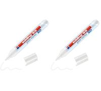 edding 95 marcador para cristal - blanco - 1 rotulador borrable para vidrio - punta redondeada 1,5-3 mm - para escribir y marcar en ventanas y pizarras de cristal - borrado en seco (Paquete de 2)