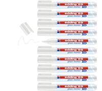 edding 95 marcador para cristal - blanco - 10 rotuladores borrable para vidrio - punta redondeada 1,5-3 mm - para escribir y marcar en ventanas y pizarras de cristal - borrado en seco