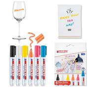 edding 95 marcador para cristal - multicolor - 6 rotuladores borrable para vidrio - punta redondeada 1,5-3 mm - para escribir y marcar en ventanas y pizarras de cristal - borrado en seco