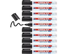 edding 95 marcador para cristal - negro - 10 rotuladores borrable para vidrio - punta redondeada 1,5-3 mm - para escribir y marcar en ventanas y pizarras de cristal - borrado en seco