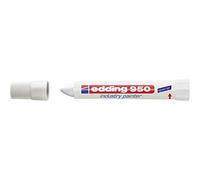edding 950 marcador industrial - blanco - 1 rotulador - punta redonda de 10 mm - marcador para escribir sobre metal, piedras, madera - superficies rugosas o húmedas - permanente, impermeable