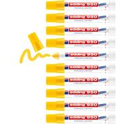 edding 950 marcador industrial - jaune - 10 bolígrafos - punta redonda de 10 mm - marcador para escribir sobre metal, piedras, madera - superficies rugosas o húmedas - permanente, impermeable