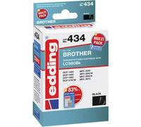 Edding Cartucho de tinta equivalente a Brother LC-980BK compatible con 2 unidades, negro, EDD-434 18-434