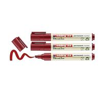 Edding Ecoline - Lote de 3 rotuladores permanentes, 1-5 mm, color rojo