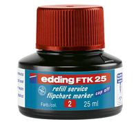 edding FTK 25 tinta de recambio - rojo - 25 ml - con sistema capilar ideal para rellenar de forma limpia y sin complicaciones casi todos los marcadores de rotafolio edding