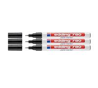 edding 780 marcador de tinta opaca brillante - negro - 1 rotulador - punta extrafina 0,8 mm - rotulador brillante efecto lacado para vidrio, piedras, madera, plástico, papel - color permanente